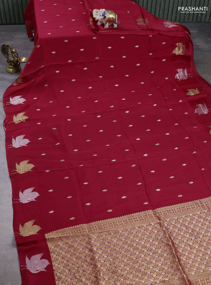 Art kota silk saree red with silver & gold zari woven buttas and zari woven butta border