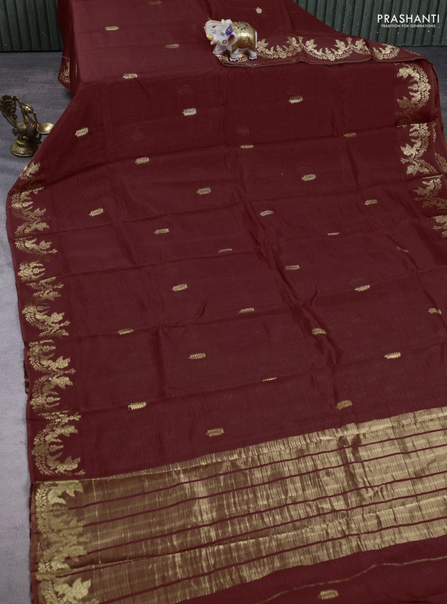 Art kota silk saree rust shade with zari woven buttas and zari woven border