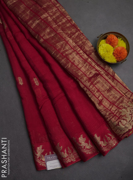 Art kota silk saree red with zari woven buttas and zari woven border