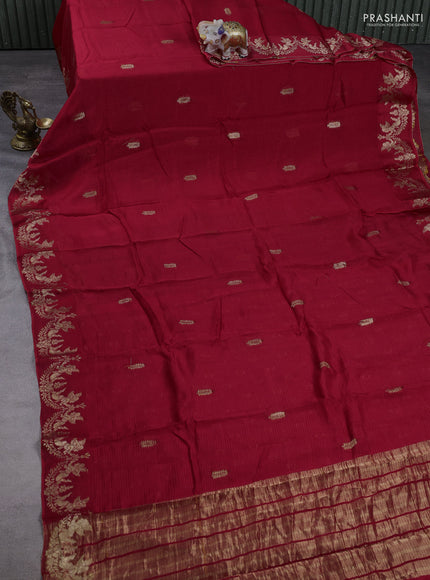 Art kota silk saree red with zari woven buttas and zari woven border