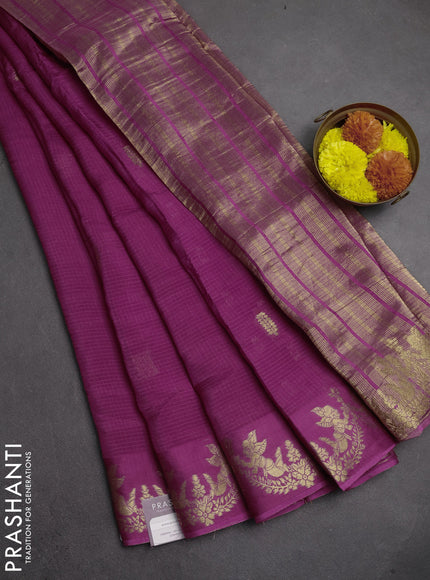Art kota silk saree magenta pink with zari woven buttas and zari woven border