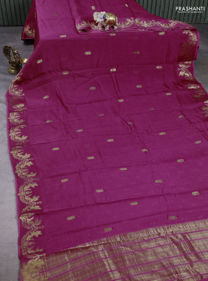 Art kota silk saree magenta pink with zari woven buttas and zari woven border