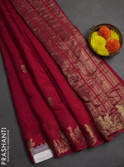 Art kota silk saree red with zari woven buttas and zari woven border