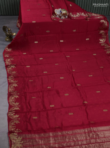 Art kota silk saree red with zari woven buttas and zari woven border