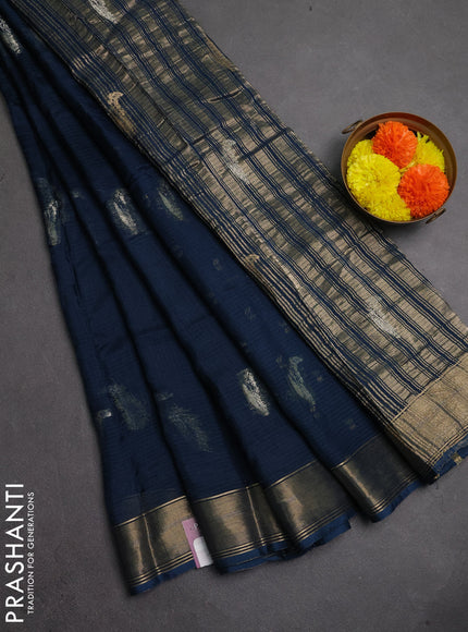 Art kota silk saree peacock blue with zari woven buttas and zari woven border