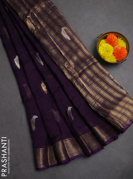 Art kota silk saree deep violet with zari woven buttas and zari woven border