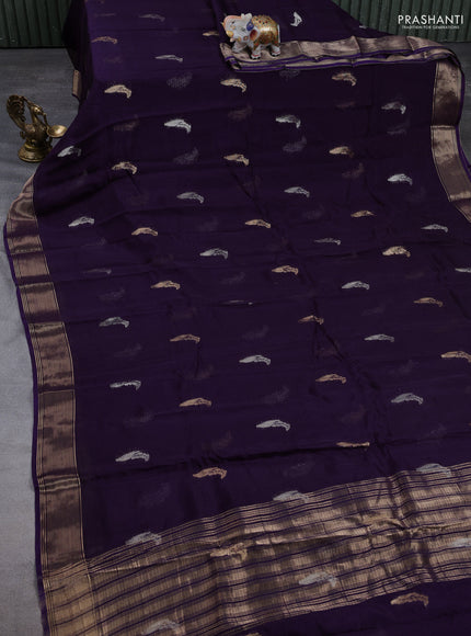 Art kota silk saree deep violet with zari woven buttas and zari woven border