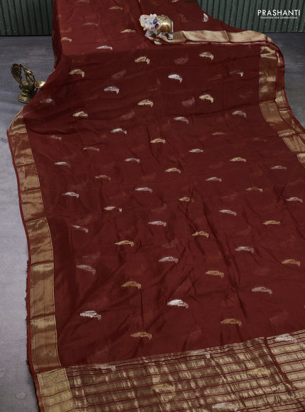 Art kota silk saree rust shade with zari woven buttas and zari woven border
