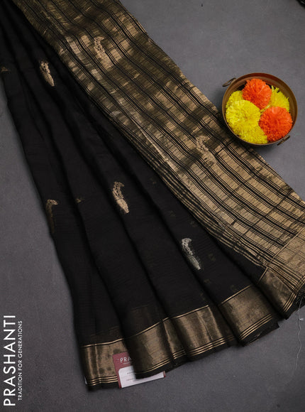 Art kota silk saree black with zari woven buttas and zari woven border
