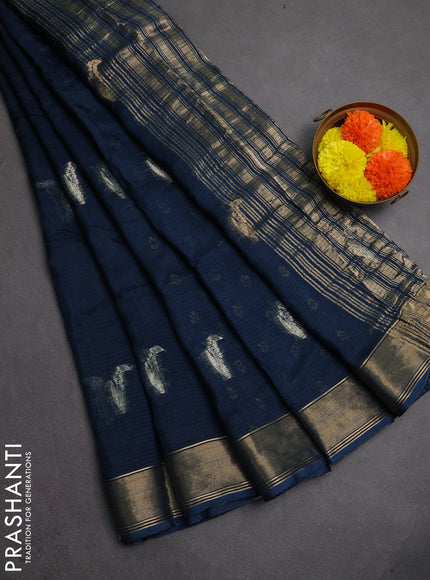 Art kota silk saree peacock blue with zari woven buttas and zari woven border