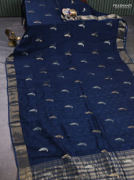 Art kota silk saree peacock blue with zari woven buttas and zari woven border