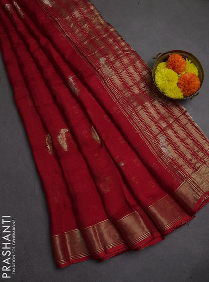 Art kota silk saree red with zari woven buttas and zari woven border