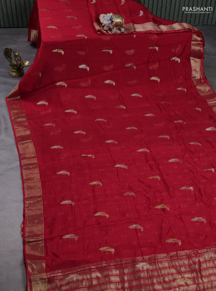 Art kota silk saree red with zari woven buttas and zari woven border