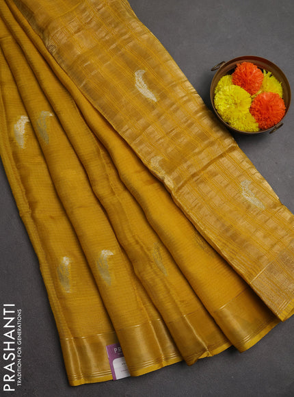 Art kota silk saree mustard yellow with zari woven buttas and zari woven border