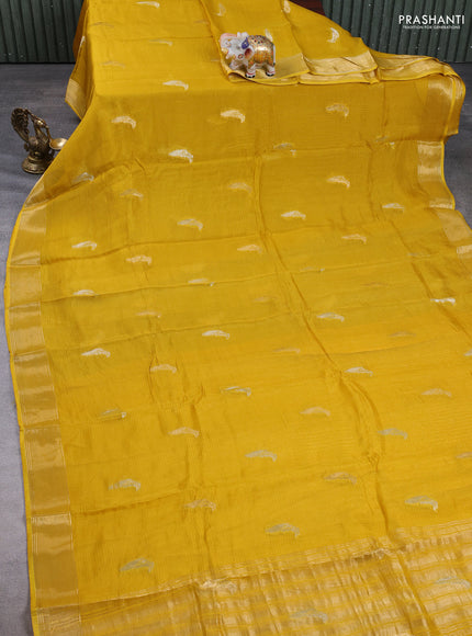 Art kota silk saree mustard yellow with zari woven buttas and zari woven border