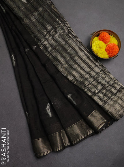 Art kota silk saree black with zari woven buttas and zari woven border