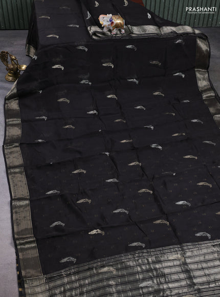 Art kota silk saree black with zari woven buttas and zari woven border
