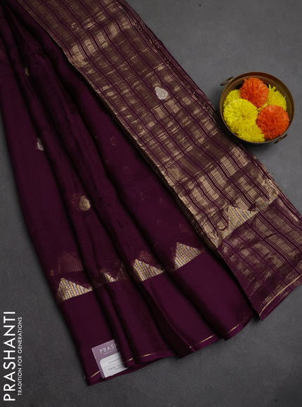 Art kota silk saree deep purple with zari woven buttas and rettapet zari woven border