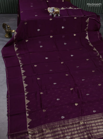 Art kota silk saree deep purple with zari woven buttas and rettapet zari woven border