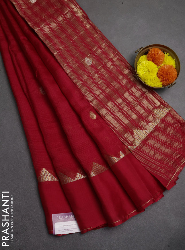 Art kota silk saree red with zari woven buttas and rettapet zari woven border