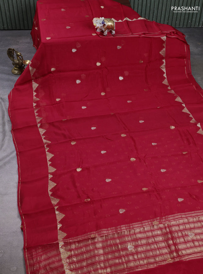 Art kota silk saree red with zari woven buttas and rettapet zari woven border