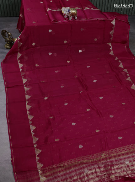 Art kota silk saree pink with zari woven buttas and rettapet zari woven border