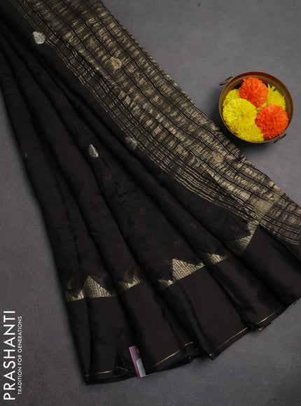 Art kota silk saree black with zari woven buttas and rettapet zari woven border