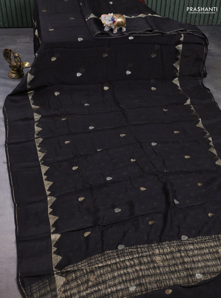 Art kota silk saree black with zari woven buttas and rettapet zari woven border