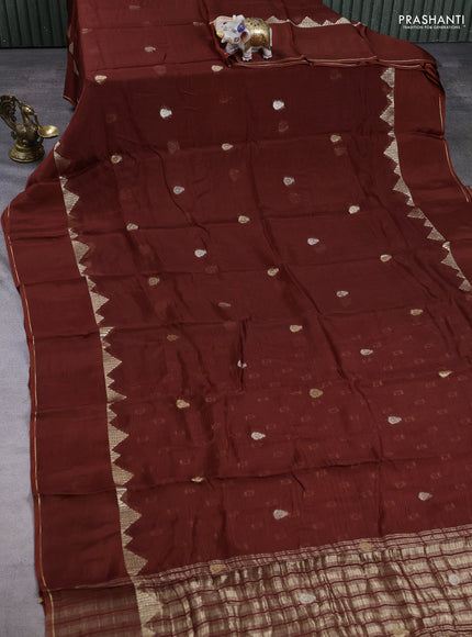 Art kota silk saree rust shade with zari woven buttas and rettapet zari woven border