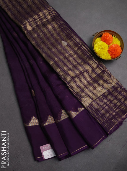 Art kota silk saree violet with zari woven buttas and rettapet zari woven border