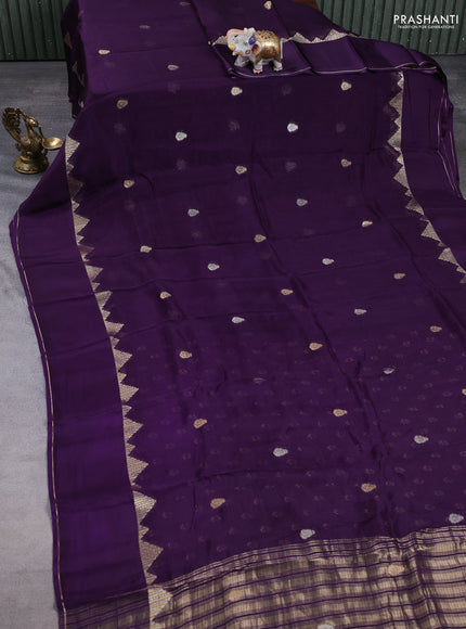 Art kota silk saree violet with zari woven buttas and rettapet zari woven border