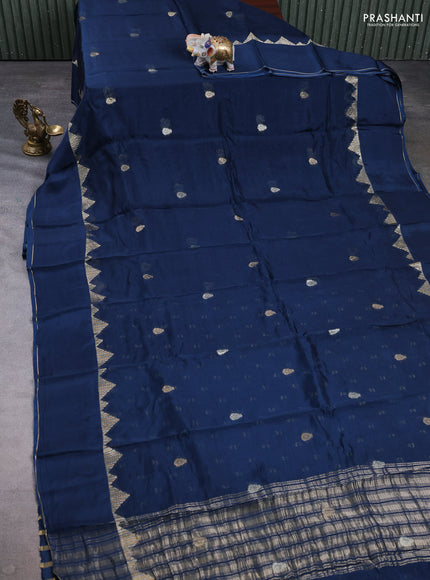 Art kota silk saree peacock blue with zari woven buttas and rettapet zari woven border