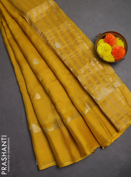 Art kota silk saree lime yellow with zari woven buttas and rettapet zari woven border