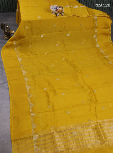 Art kota silk saree lime yellow with zari woven buttas and rettapet zari woven border