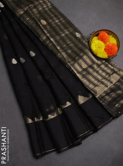 Art kota silk saree black with zari woven buttas and rettapet zari woven border