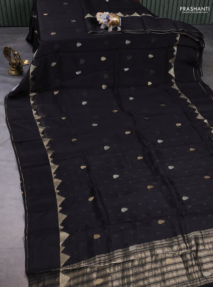 Art kota silk saree black with zari woven buttas and rettapet zari woven border