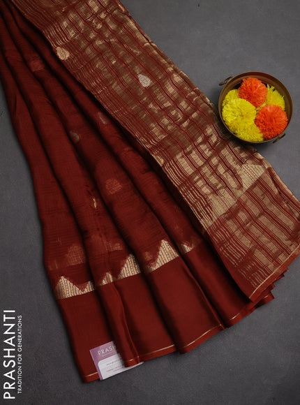 Art kota silk saree rust shade with zari woven buttas and rettapet zari woven border