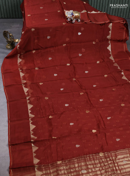 Art kota silk saree rust shade with zari woven buttas and rettapet zari woven border