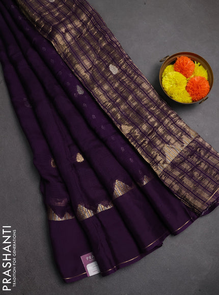 Art kota silk saree deep violet with zari woven buttas and rettapet zari woven border