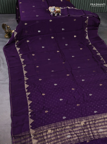 Art kota silk saree deep violet with zari woven buttas and rettapet zari woven border