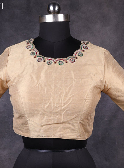 Sandal raw silk readymade kundan work blouse Sandal and