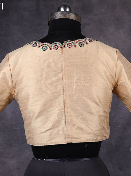 Sandal raw silk readymade kundan work blouse Sandal and