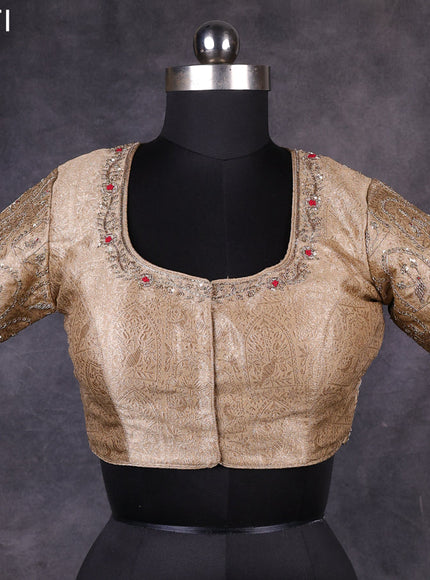 Gold raw silk readymade zardosi work blouse Gold and