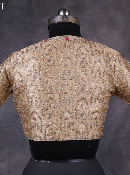 Gold raw silk readymade zardosi work blouse Gold and