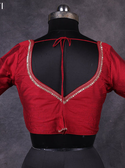 Maroon raw silk readymade embroidery work blouse Maroon and