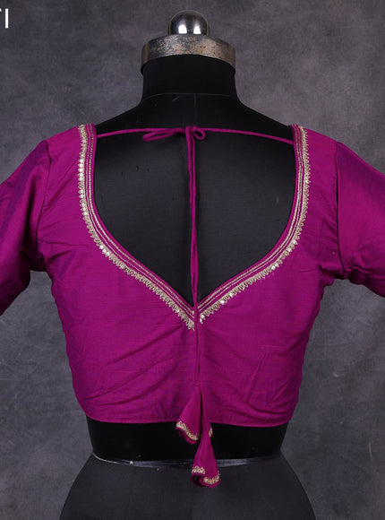 Purple raw silk readymade embroidery work blouse Purple and