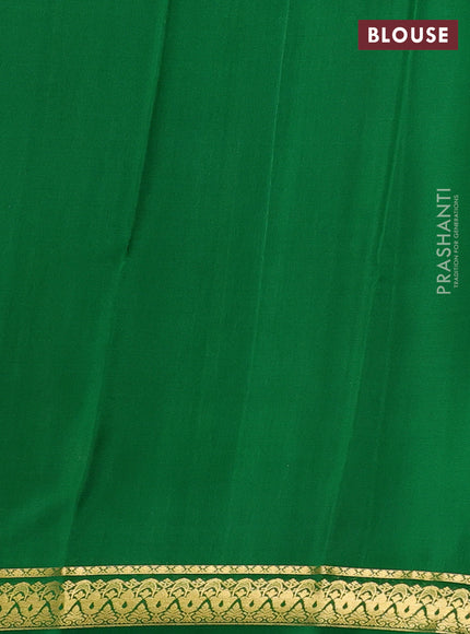 Pure mysore silk saree maroon and green with plain body and zari woven border