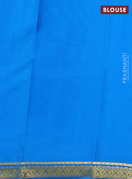 Pure mysore silk saree purple and cs blue with plain body and zari woven border