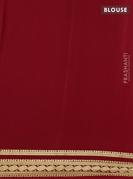 Pure mysore silk saree baby pink and red with plain body and zari woven border