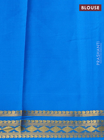 Pure mysore silk saree purple and cs blue with plain body and zari woven border